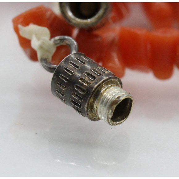 VINTAGE  925 sterling SALMON angel skin branch coral necklace 25 1/2" - Picture 5 of 7